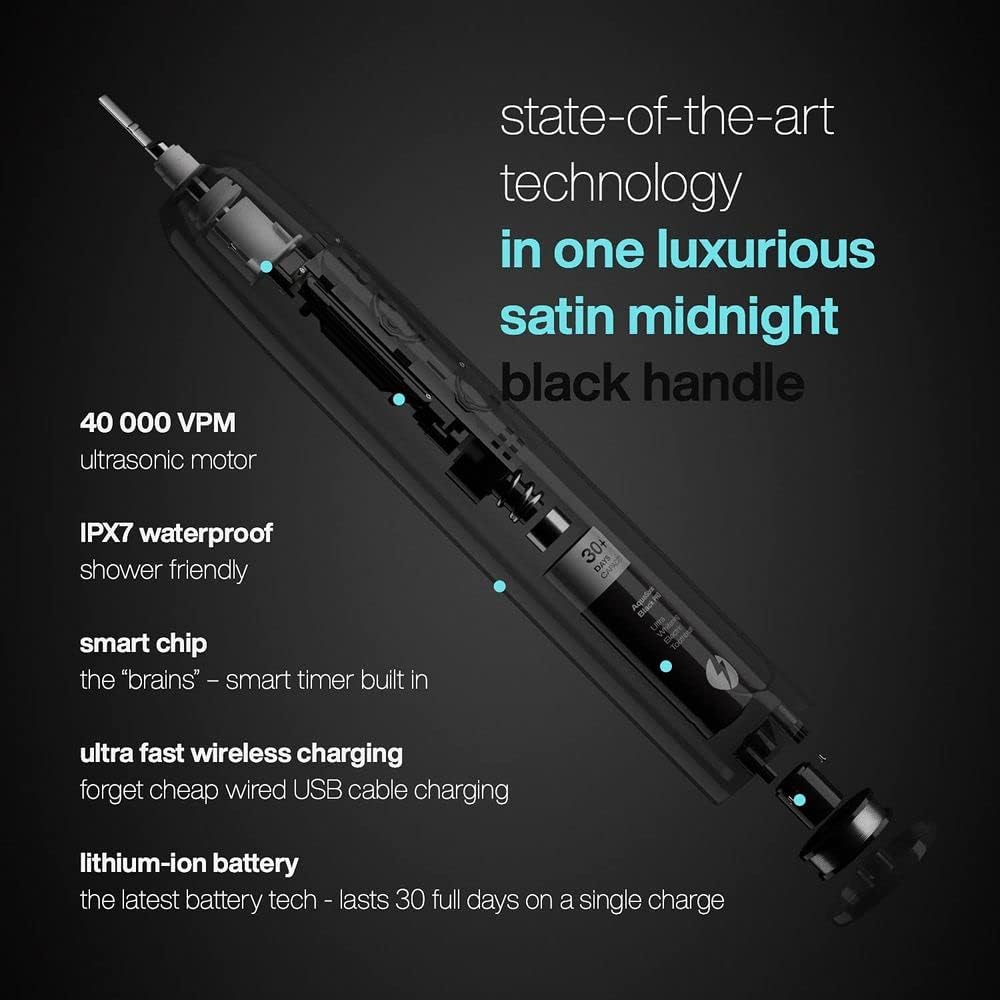Aquasonic Black Series PRO – Ultra Whitening Toothbrush w UV Sanitizing Base – 5 Modes & Smart Timers