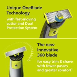 Philips Norelco OneBlade 360 Face, Hybrid Electric Beard Trimmer and Shaver with 5-in-1 Face Stubble Comb