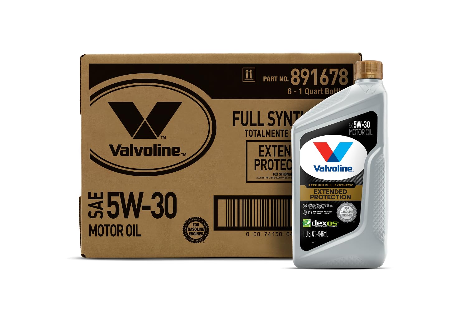 Valvoline Extended Protection Full Synthetic Motor Oil SAE 5W-30 1 QT, Case of 6