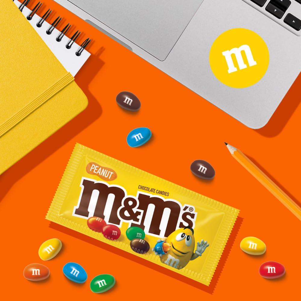 M&M'S Milk Chocolate Candy, Full Size 1.74 oz Bag, Pack of 48 Bulk Candy Chocolate
