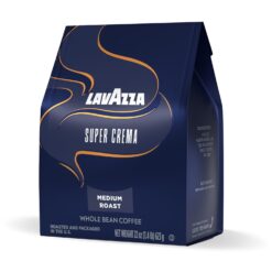 Lavazza Super Crema Whole Bean Coffee, Medium Espresso Roast, Arabica and Robusta Blend, 22 oz Bag (Pack of 6)