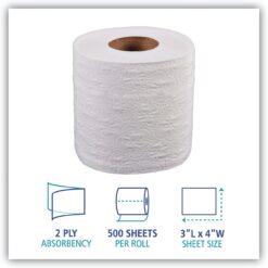 Boardwalk B6145 2-Ply Standard Septic Safe 4 in. x 3 in. Toilet Tissue - White (96/Carton)