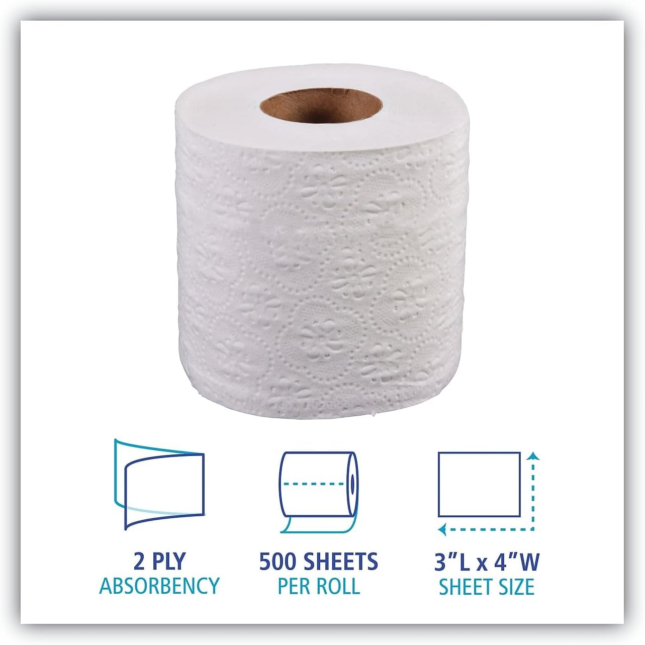 Boardwalk B6145 2-Ply Standard Septic Safe 4 in. x 3 in. Toilet Tissue - White (96/Carton)