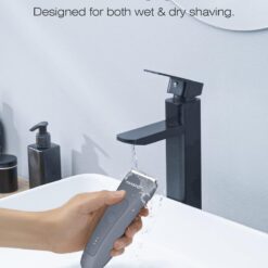 MANSPOT Electric Groin Hair Trimmer Men's Shaving & Grooming Sets Kit with 4 Guards and Replaceable Ceramic Blade Heads, Airy Blue