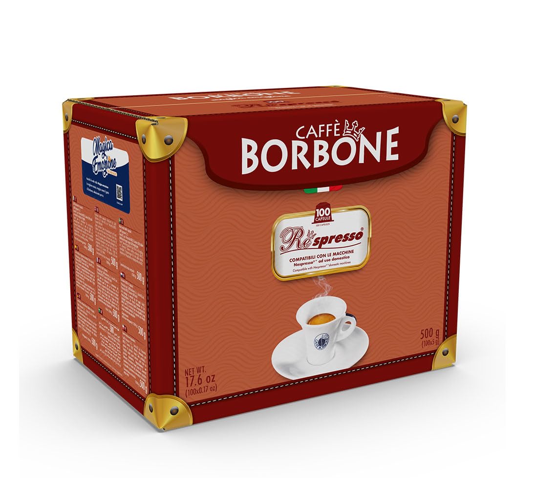 Caffe Borbone Nespresso Compatible Coffee Pods, Red Blend, Medium Roast, Premium Robusta Blend, Strong and Creamy, 100 Count