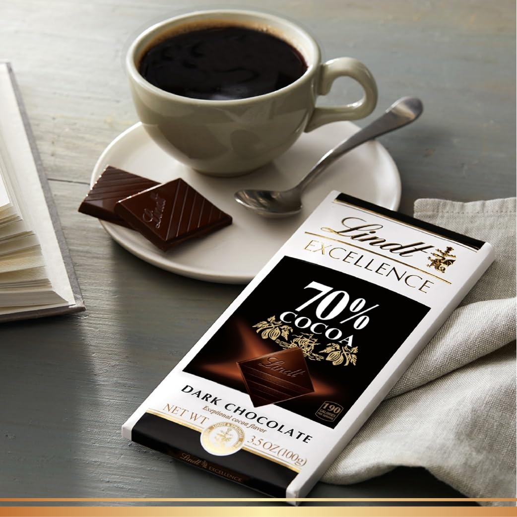 Lindt EXCELLENCE 70% Cocoa Dark Chocolate Bar, Easter Chocolate Candy, 3.5 oz. (12 Pack)