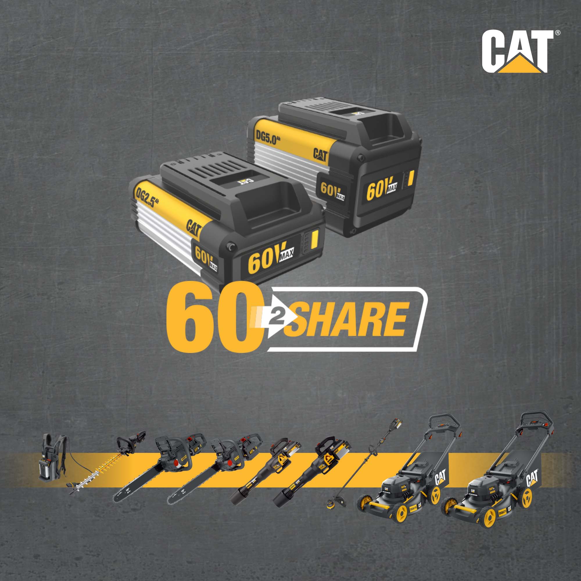 CAT 60-volt , ( 1 ) 5 Ah 21-in Self Propelled Battery Walk Mower, Bagger Included