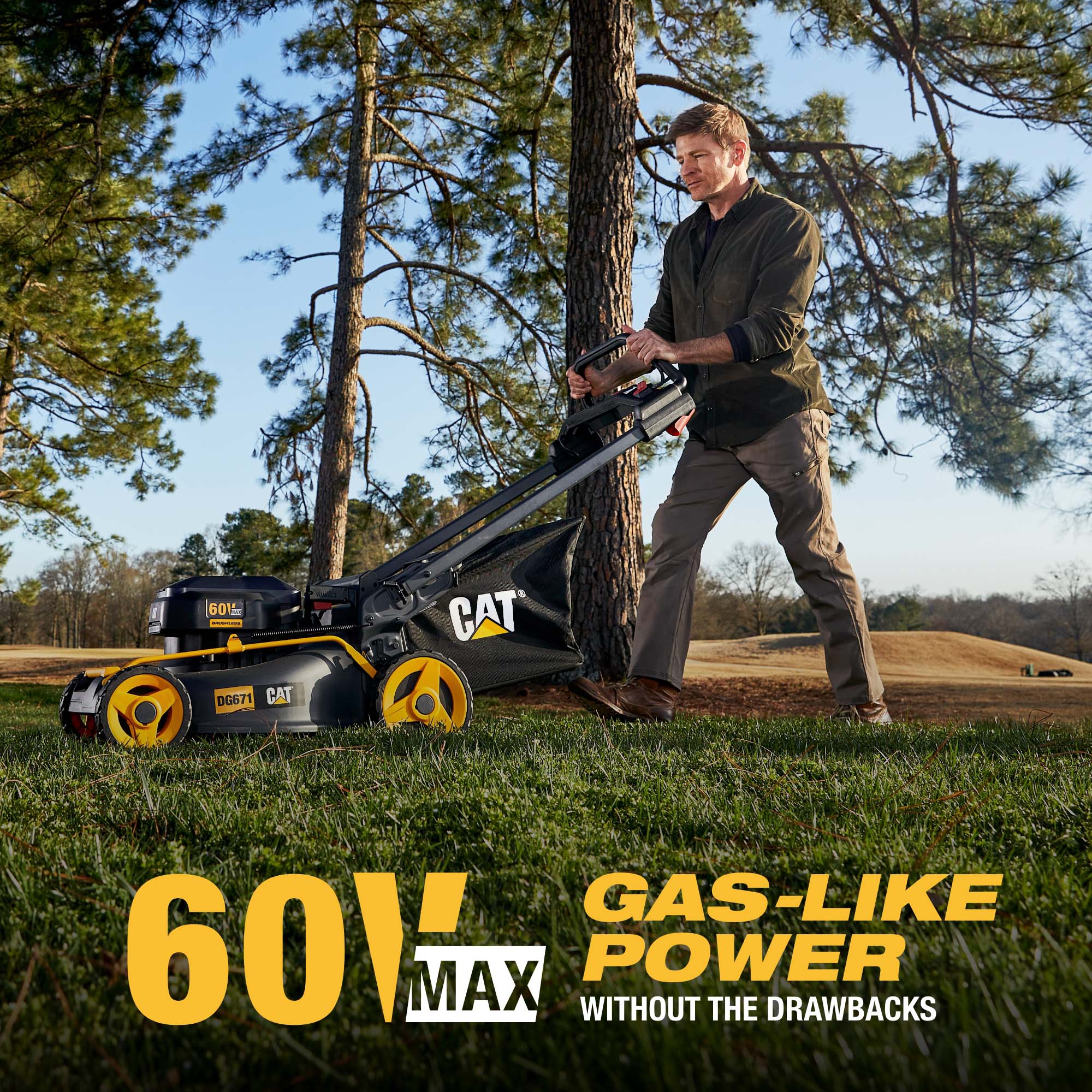 CAT 60-volt , ( 1 ) 5 Ah 21-in Self Propelled Battery Walk Mower, Bagger Included