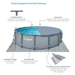 Funsicle 14-Feet x 14-Feet x 42-Inches Metal frame Round Above-Ground Pool, Filter Pump, Ground Cloth, Pool Cover, Ladder