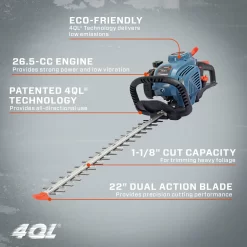SENIX 4QL 27-cc 4-cycle 22-in Gas Hedge Trimmer (Battery and Charger Not Included)