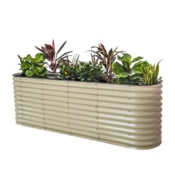 Vego Garden 24-Inches W x 96-Inches L x 32-Inches H Pearl White Metal Raised Garden Bed