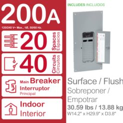 Square D 200 -Amp 20 -Spaces 40 -Circuit Indoor Convertible main lug Plug-On Neutral Load Center (Value Pack)