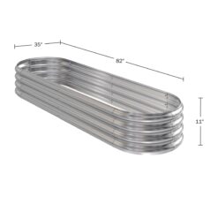 Home-Complete 35-Inches W x 82-Inches L x 11-Inches H Silver Galvanized Metal Raised Garden Bed