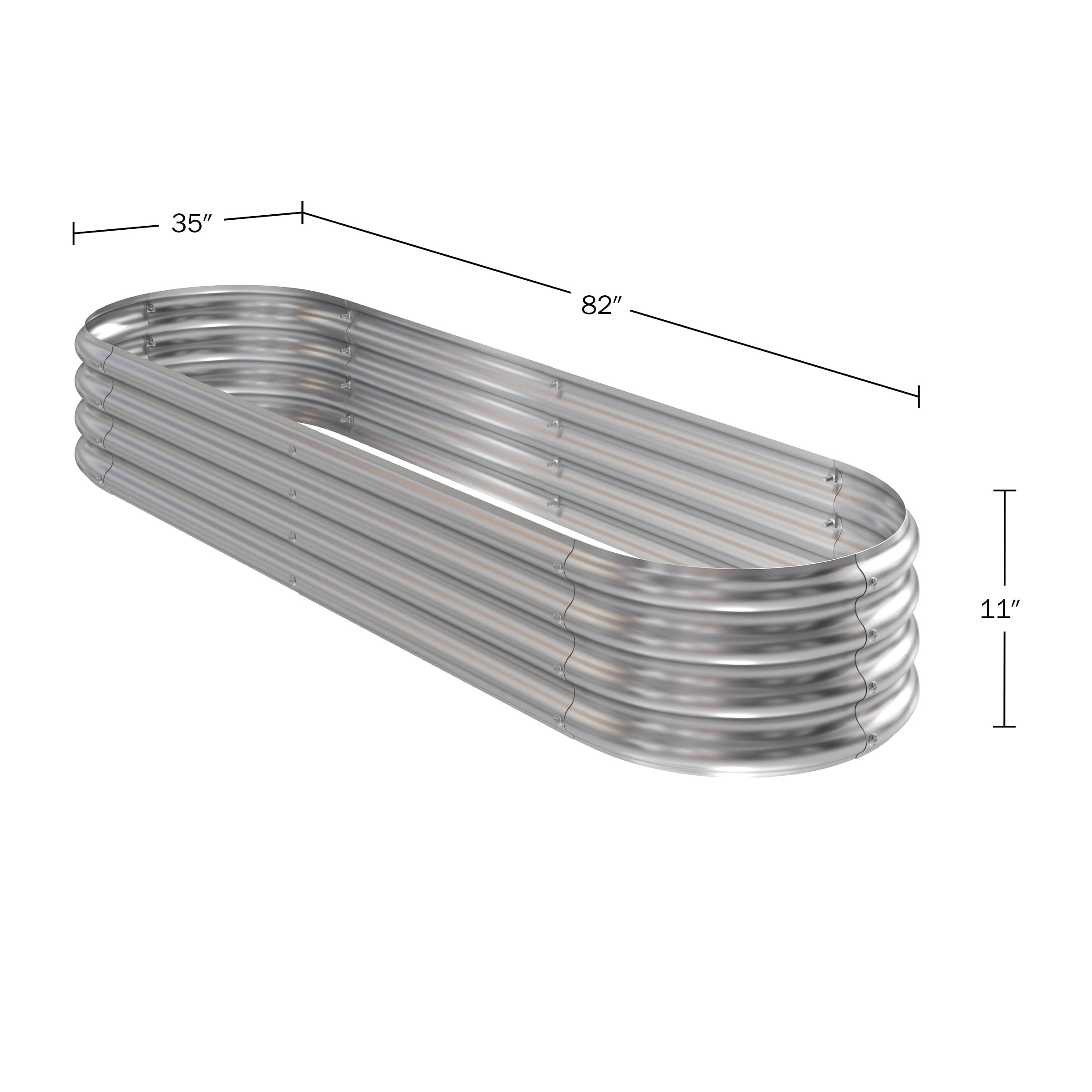 Home-Complete 35-Inches W x 82-Inches L x 11-Inches H Silver Galvanized Metal Raised Garden Bed