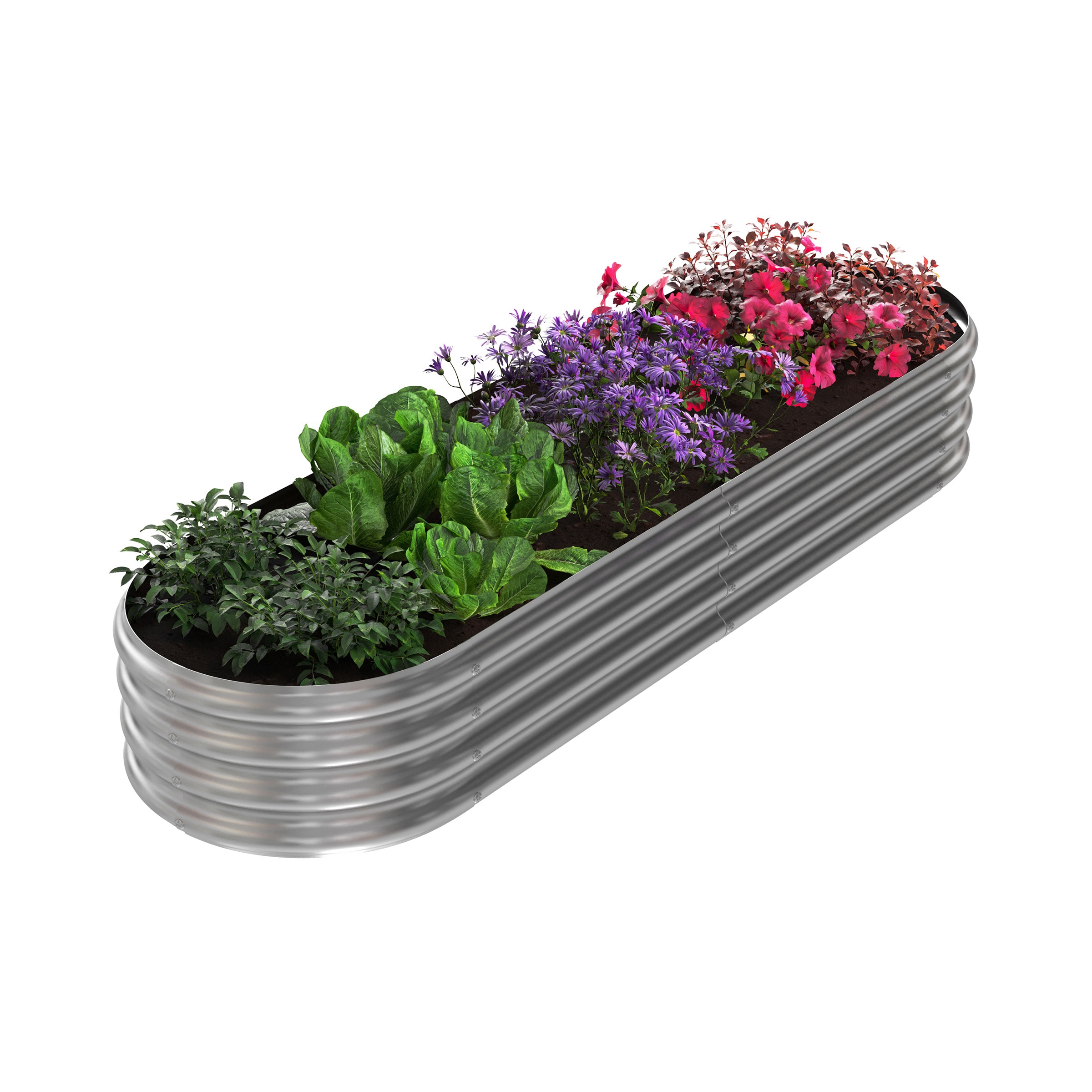 Home-Complete 35-Inches W x 82-Inches L x 11-Inches H Silver Galvanized Metal Raised Garden Bed
