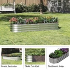 Home-Complete 35-Inches W x 82-Inches L x 11-Inches H Silver Galvanized Metal Raised Garden Bed