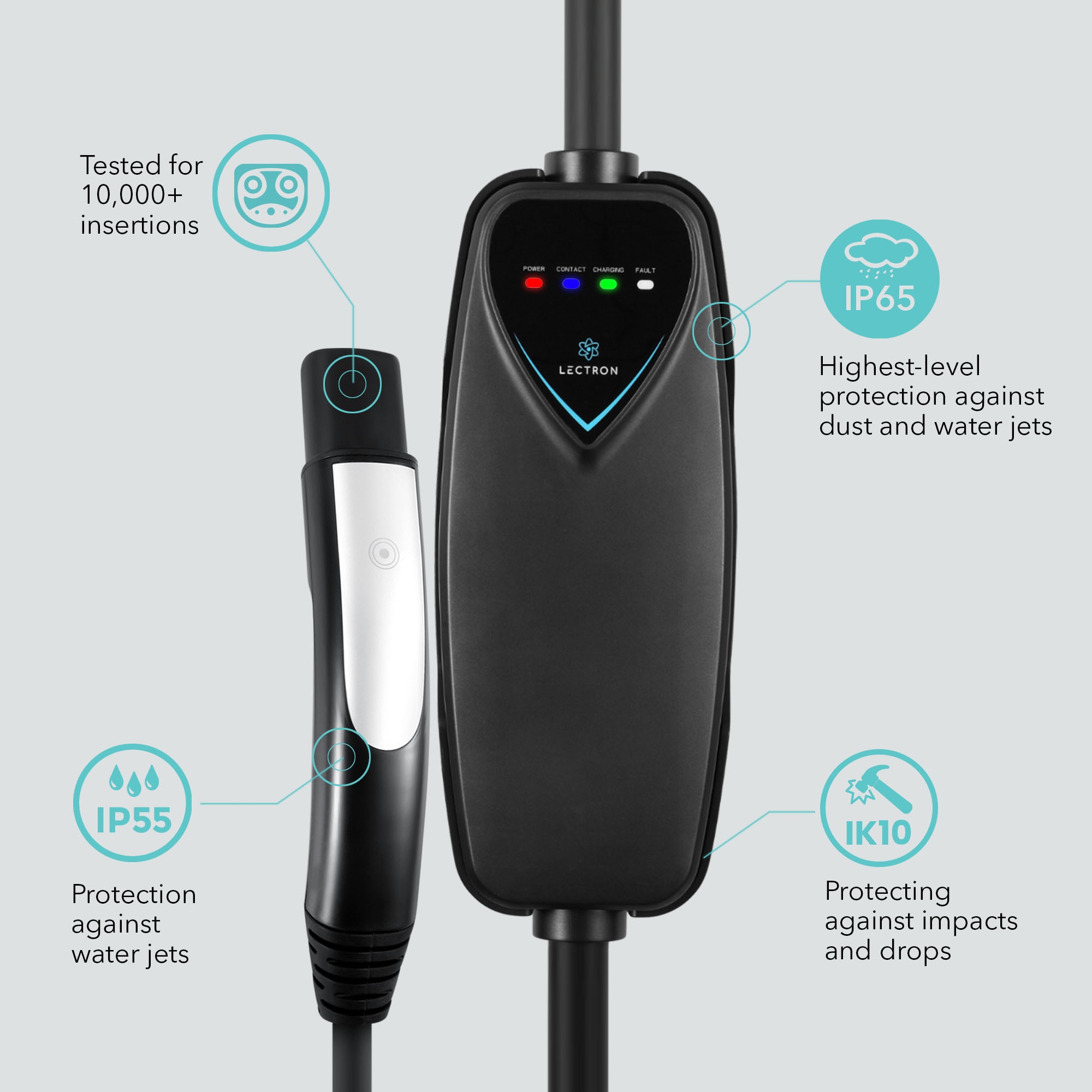 Lectron Level 2 NEMA 14-50p Plug In EV Electric Vehicle Charging Station-up to 40 Amps/ 240-Volts with 16-ft Cable