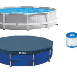 Intex 10-Feet x 10-Feet x 30-Inches Metal frame Round Above-Ground Pool with Filter Pump with Pool Cover