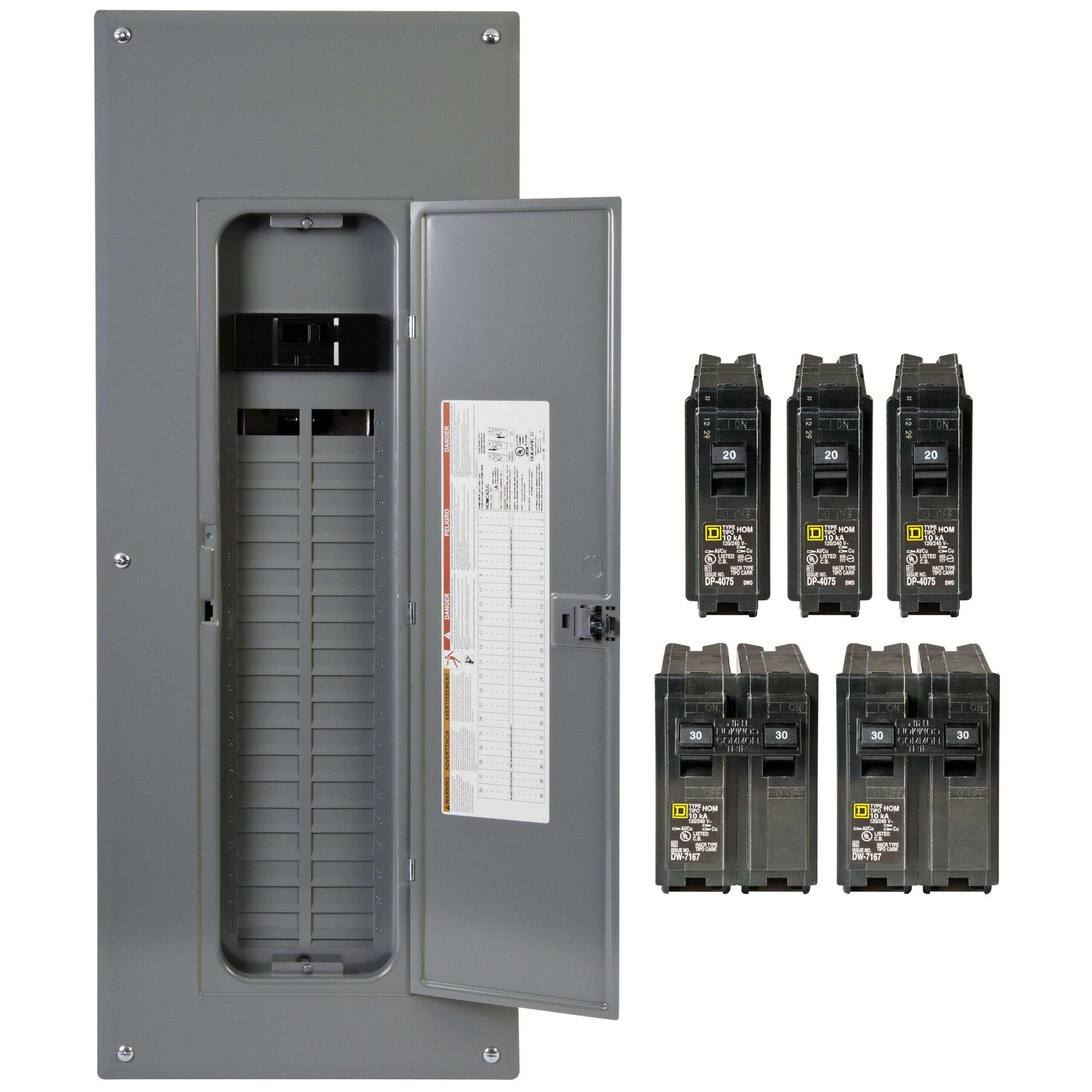 Square D Homeline 200 -Amp 40 -Spaces 80 -Circuit Indoor Main breaker Plug-On Neutral Load Center (Value Pack)