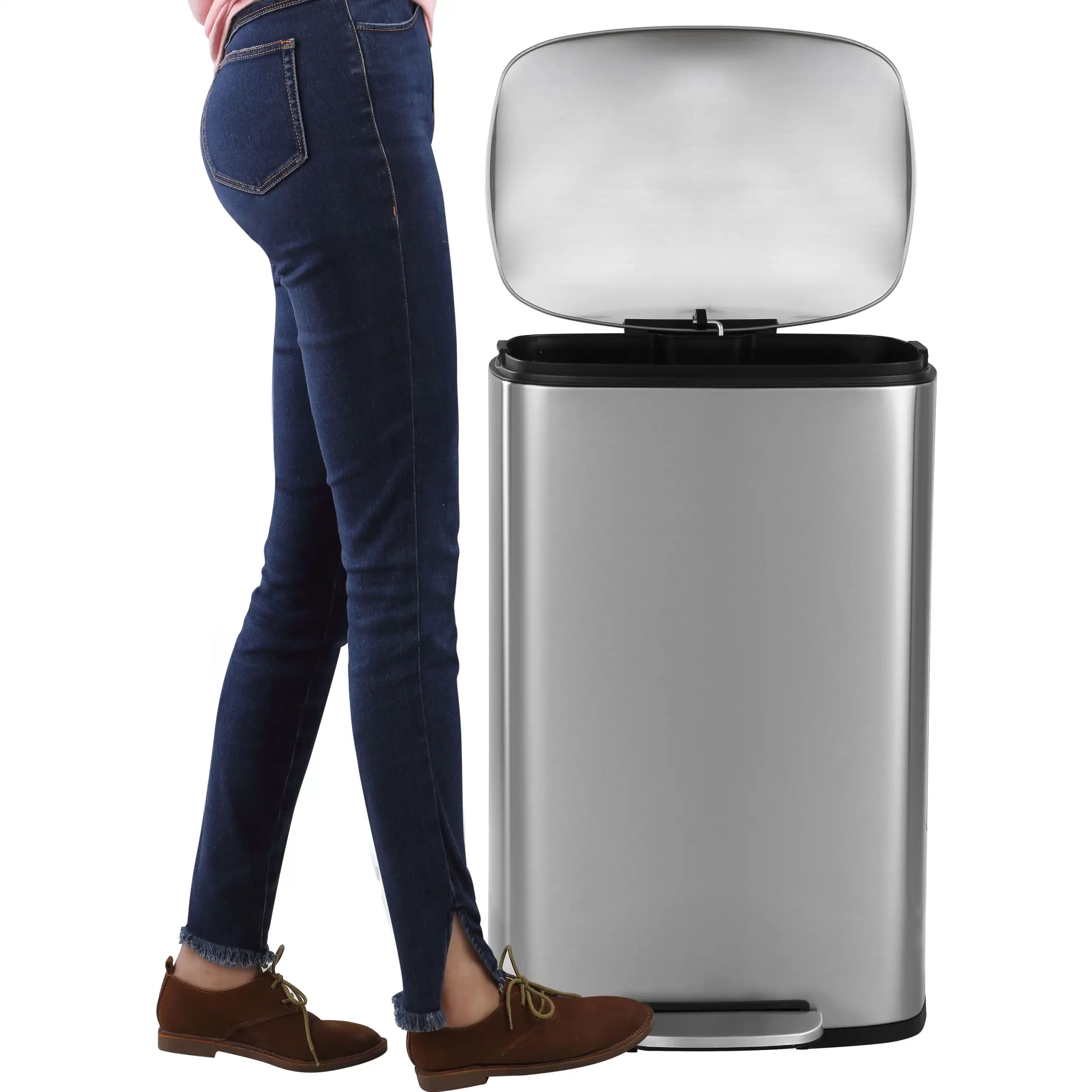 Happimess 13.2-Gallon Stainless Steel Indoor Kitchen Step Trash Can
