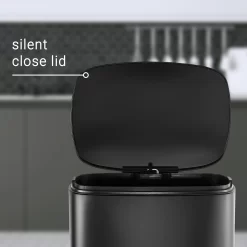 Happimess 13.2-Gallon Black Steel Indoor Kitchen Step Trash Can