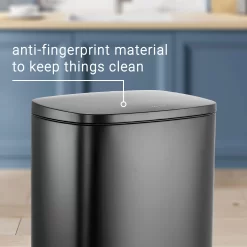 Happimess 13.2-Gallon Black Steel Indoor Kitchen Step Trash Can