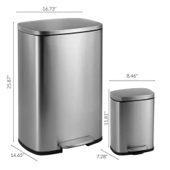 Happimess 13.2-Gallon Stainless Steel Indoor Kitchen Step Trash Can