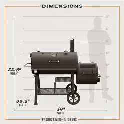 Oklahoma Joe's Highland Reverse Flow Offset 1197-Sq. in Black Horizontal Charcoal Smoker