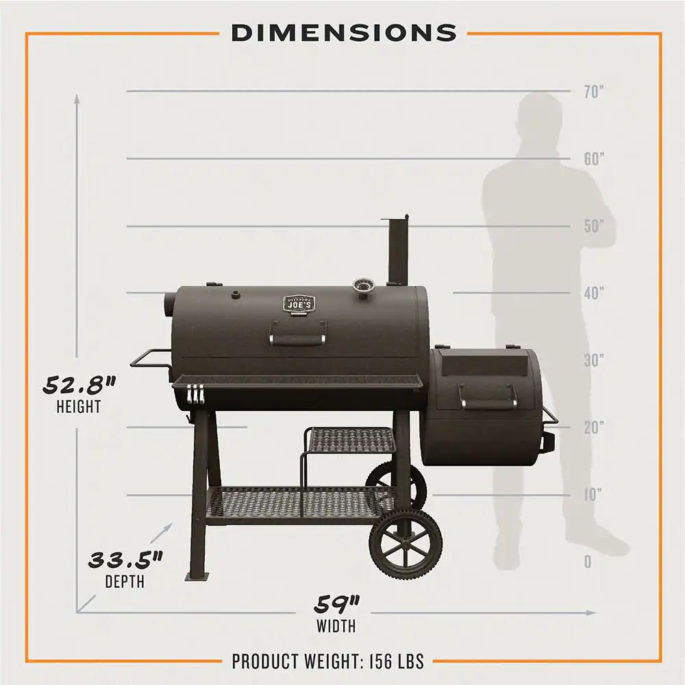 Oklahoma Joe's Highland Reverse Flow Offset 1197-Sq. in Black Horizontal Charcoal Smoker