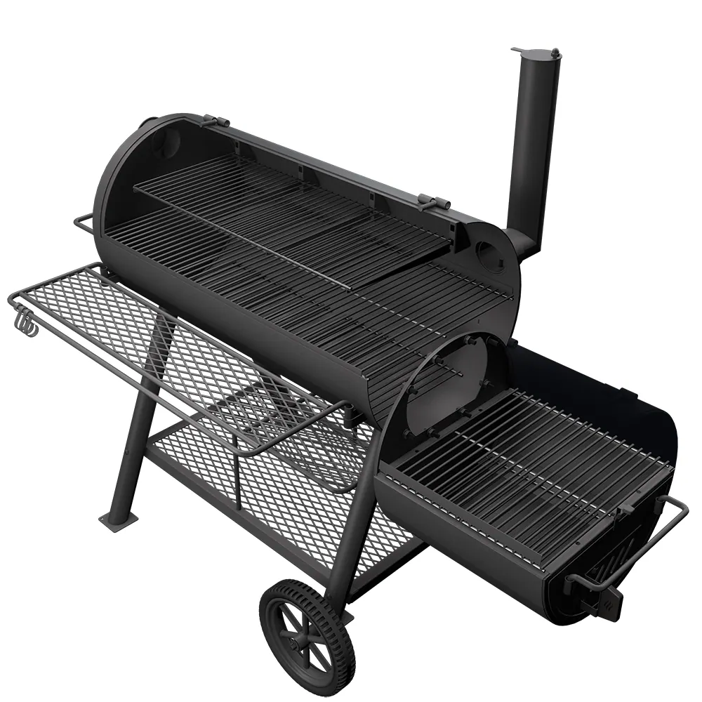Oklahoma Joe's Highland Reverse Flow Offset 1197-Sq. in Black Horizontal Charcoal Smoker