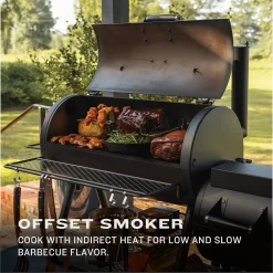 Oklahoma Joe's Highland Reverse Flow Offset 1197-Sq. in Black Horizontal Charcoal Smoker
