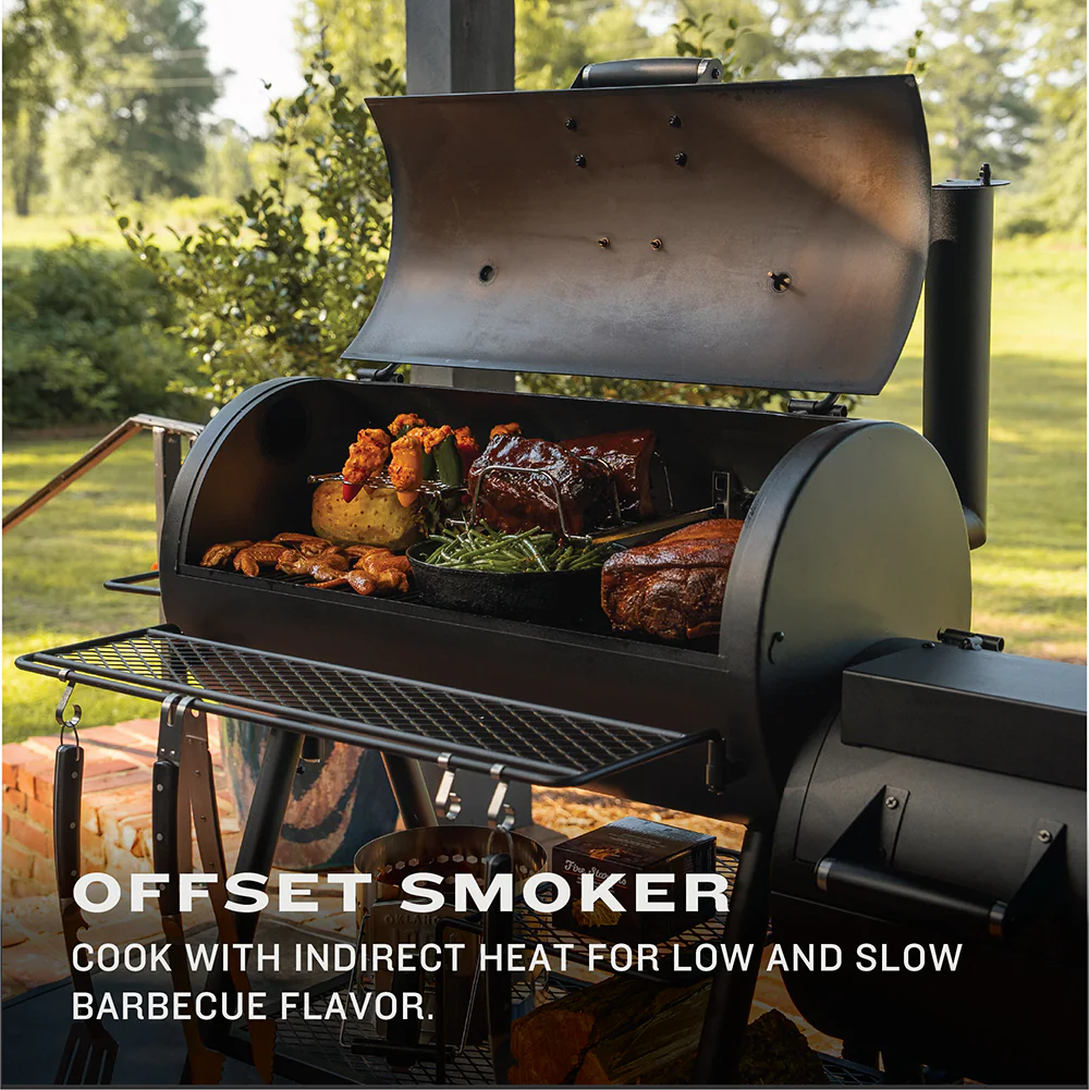 Oklahoma Joe's Highland Reverse Flow Offset 1197-Sq. in Black Horizontal Charcoal Smoker