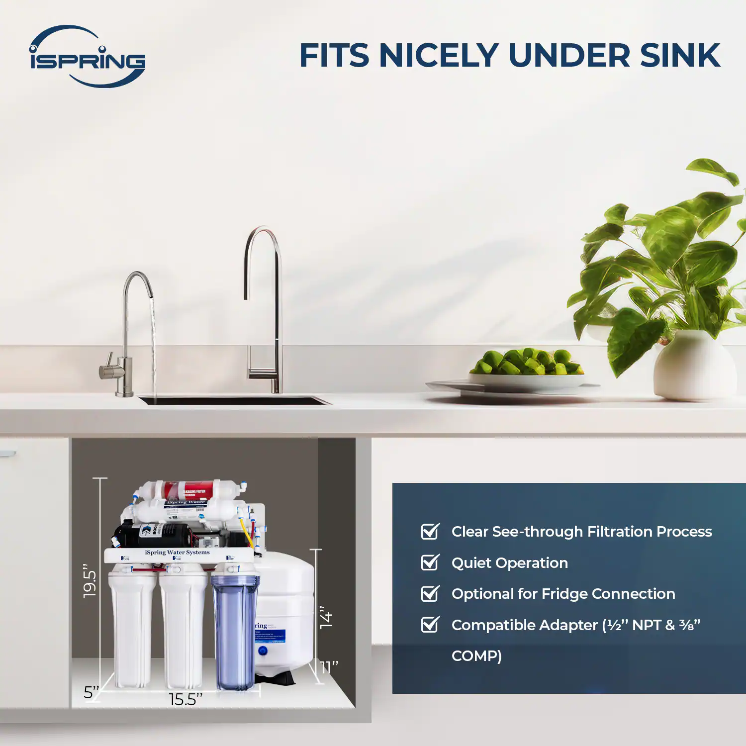 iSpring RCC7P-AK 6 Stage RO Water System 6-stage Multi-method Reverse Osmosis Filtration System