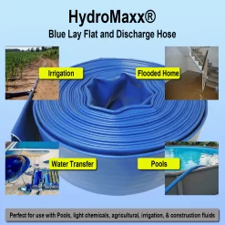 HydroMaxx 3-in ID x 100-ft PVC Blue Flat discharge hose