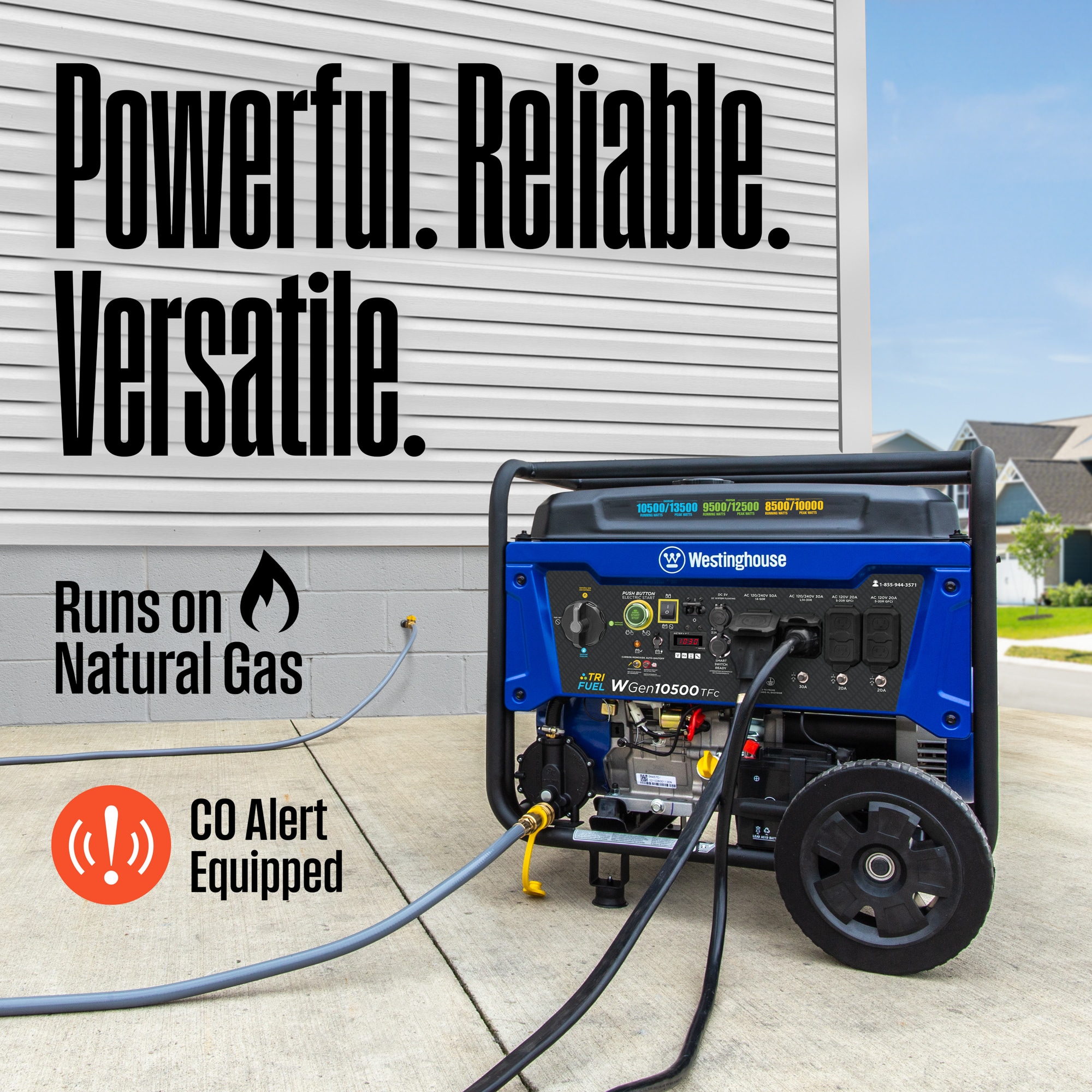 Westinghouse WGen10500TFc Remote Electric Start 13000 / 10500 -Watt Tri fuel Portable Generator
