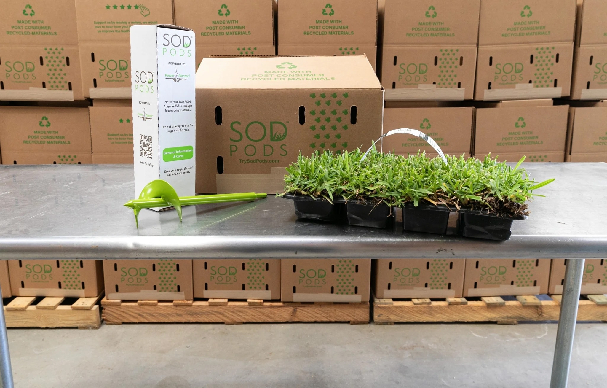 Bethel Farms SodPods St Augustine Palmetto (64-Count)/SP Power Planter Bundle, Natural Affordable Lawn Improvement