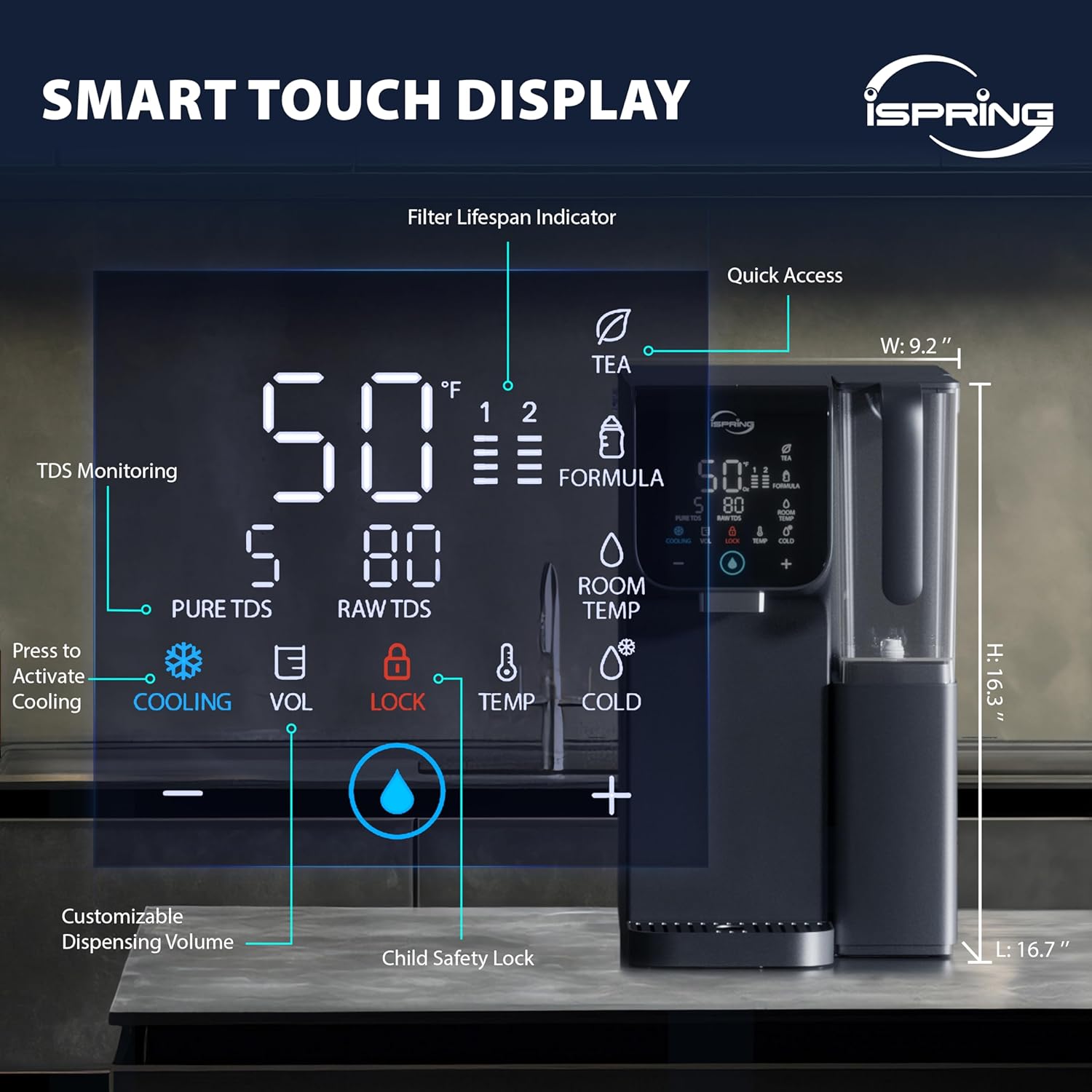 iSpring Countertop Hot and Cold RO 4-stage Multi-method Reverse Osmosis Filtration System