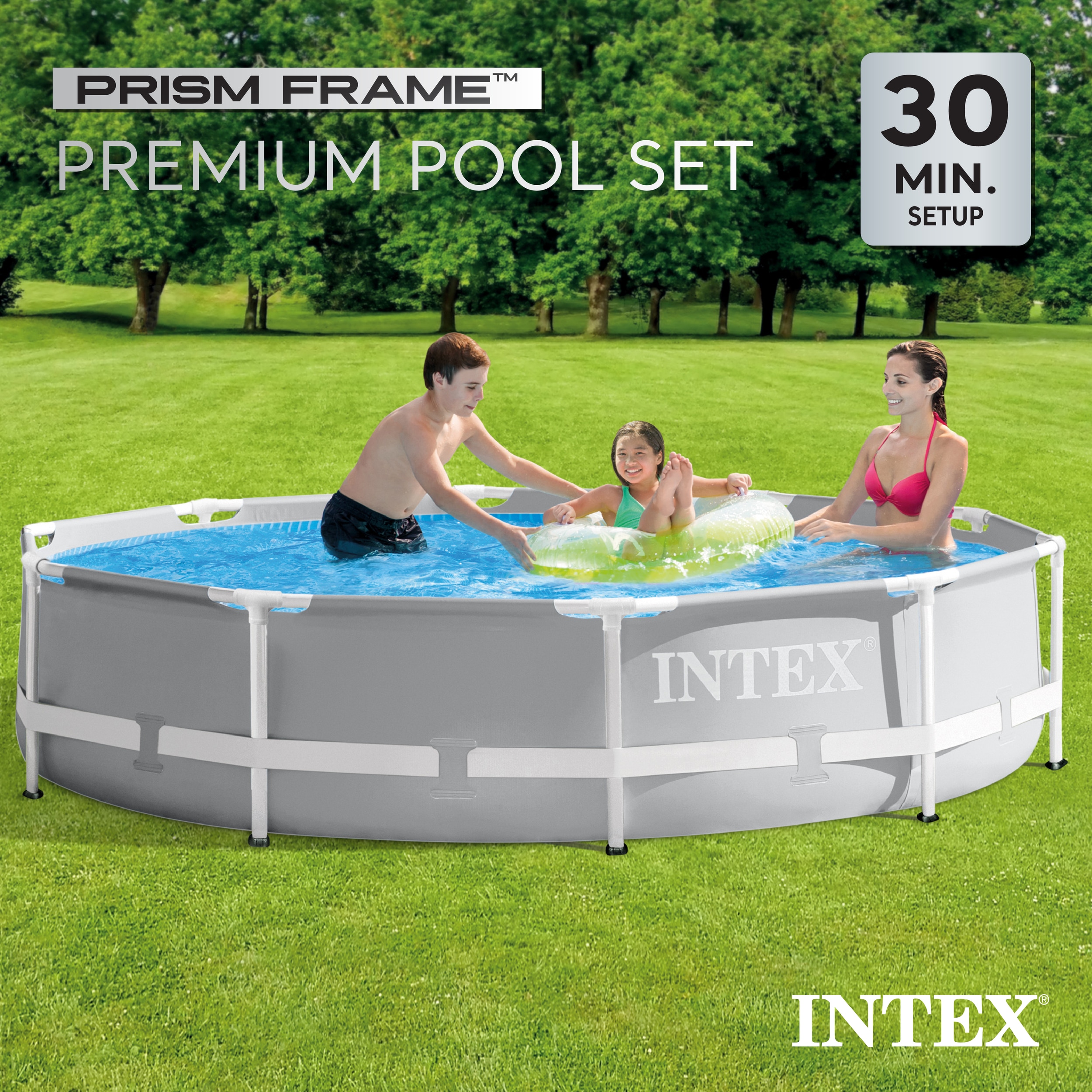 Intex 10-Feet x 10-Feet x 30-Inches Steel wall panels Round Above-Ground Pool with Filter Pump with Ground Cloth