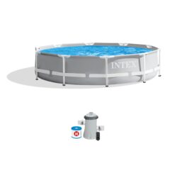 Intex 10-Feet x 10-Feet x 30-Inches Steel wall panels Round Above-Ground Pool with Filter Pump with Ground Cloth