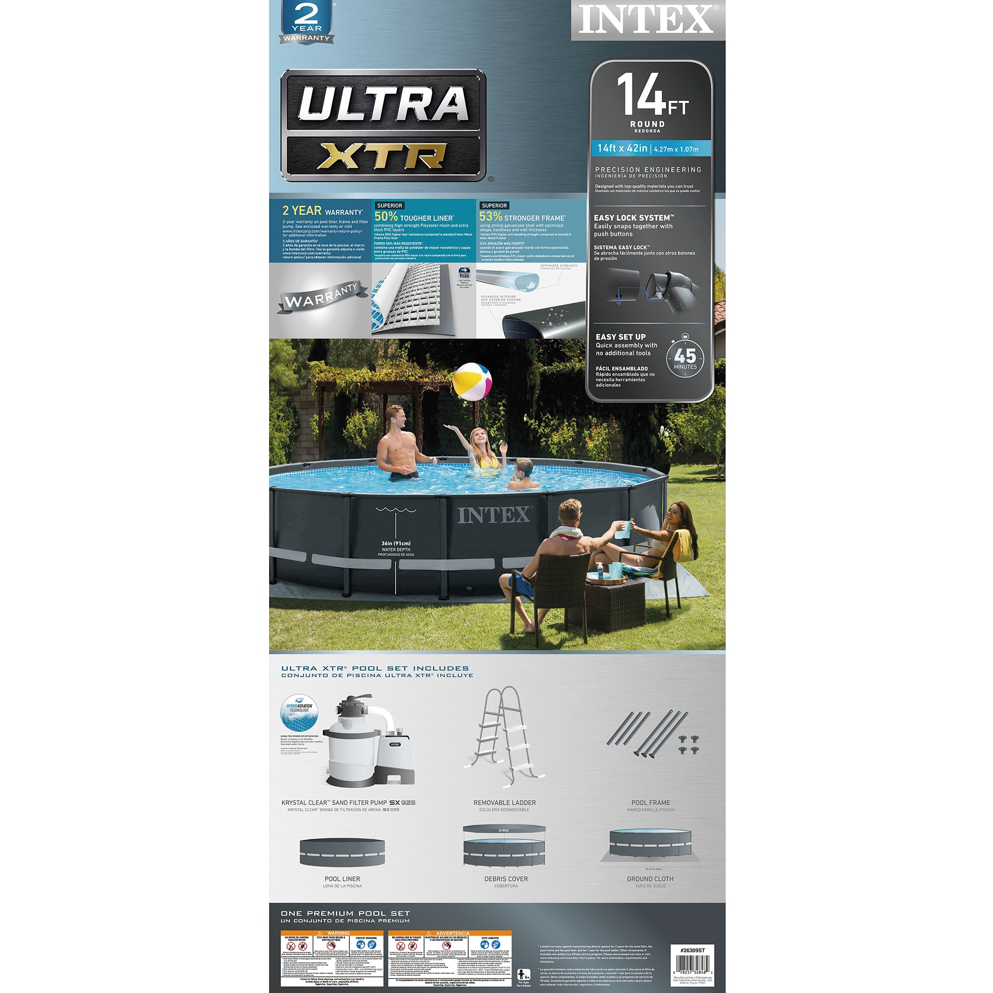 Intex 14-Feet x 14-Feet x 42-Inches Metal frame Round Above-Ground Pool with Filter Pump