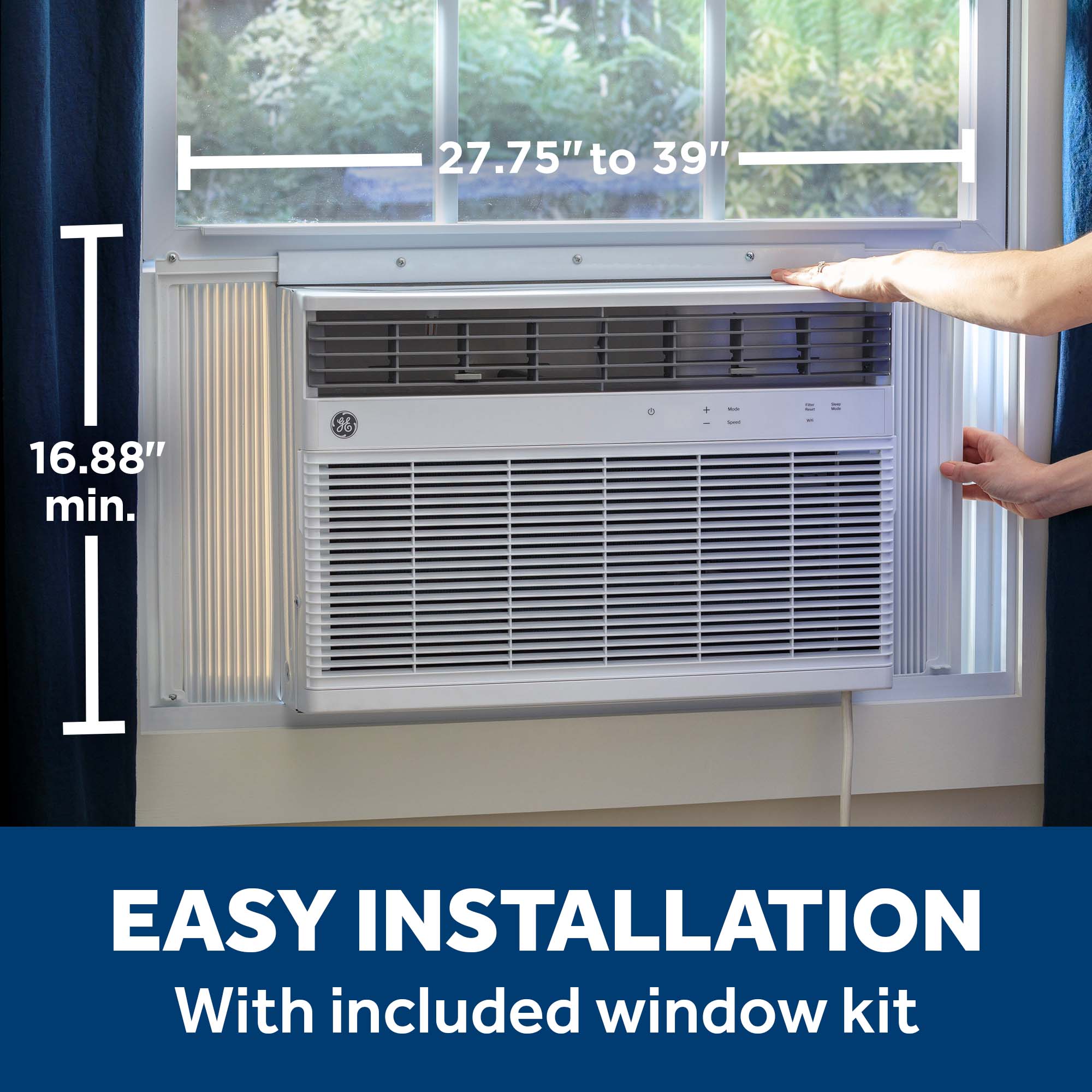 GE 350-sq ft Window Air Conditioner with Heater with Remote (115 Volts 8000-BTU) Wi-Fi enabled