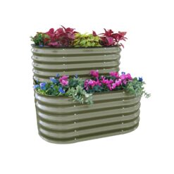 Vego Garden 42-Inches W x 42-Inches L x 32-Inches H Olive Green Galvanized Metal Raised Garden Bed