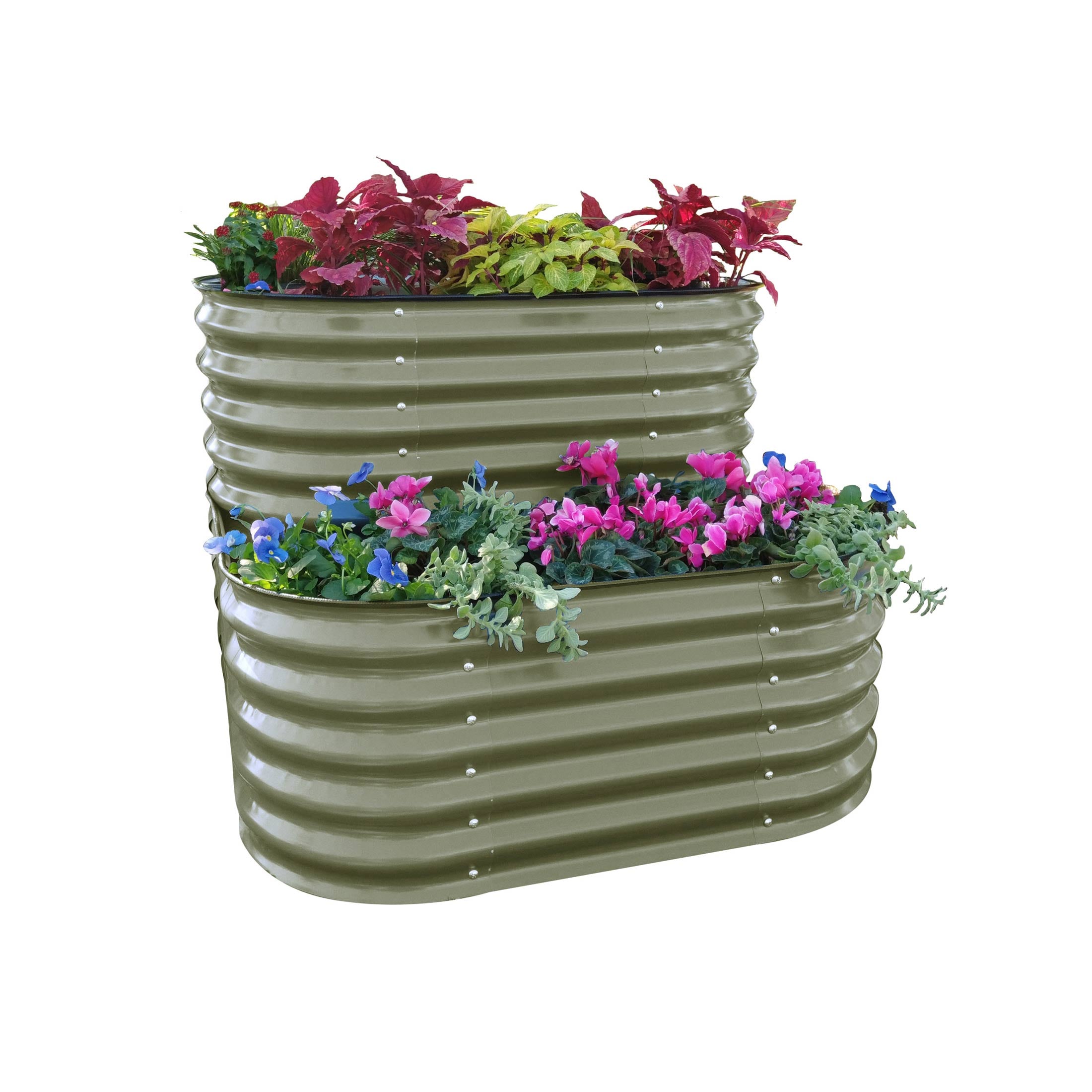 Vego Garden 42-Inches W x 42-Inches L x 32-Inches H Olive Green Galvanized Metal Raised Garden Bed