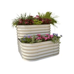 Vego Garden 42-Inches W x 42-Inches L x 32-Inches H Pearl White Galvanized Metal Raised Garden Bed