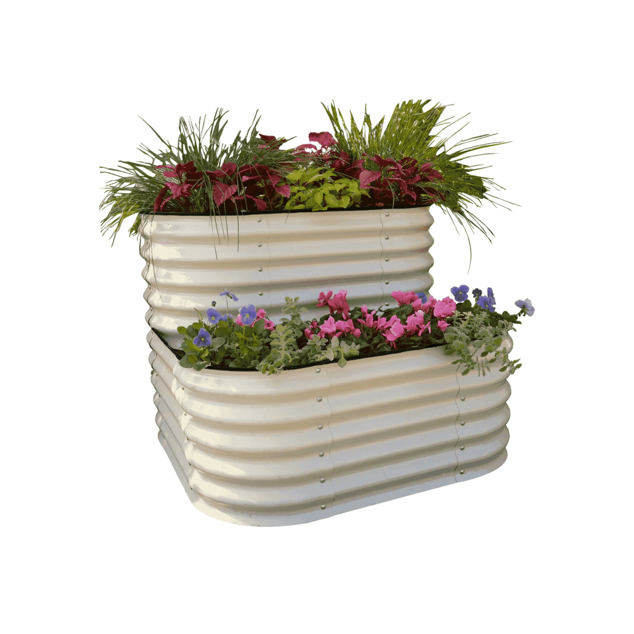Vego Garden 42-Inches W x 42-Inches L x 32-Inches H Pearl White Galvanized Metal Raised Garden Bed