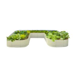 Vego Garden 84-Inches W x 138-Inches L x 17-Inches H Pearl White Galvanized Metal Raised Garden Bed