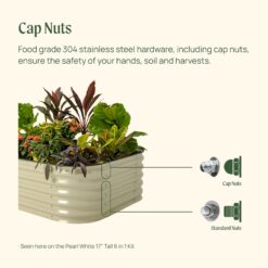Vego Garden 84-Inches W x 84-Inches L x 17-Inches H Pearl White Galvanized Metal Raised Garden Bed