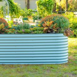 Vego Garden 42-Inches W x 78-Inches L x 32-Inches H Sky Blue Galvanized Metal Raised Garden Bed