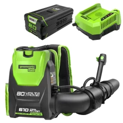 Greenworks 80-volt 610-CFM 180-MPH Battery Backpack Leaf Blower 4 Ah (Battery and Charger Included)