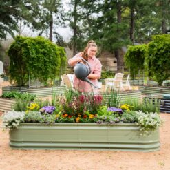 Vego Garden 42-Inches W x 78-Inches L x 17-Inches H Olive Green Galvanized Metal Raised Garden Bed